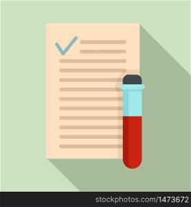 Blood test results icon. Flat illustration of blood test results vector icon for web design. Blood test results icon, flat style