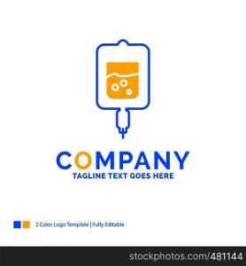 blood, test, sugar test, samples Blue Yellow Business Logo template. Creative Design Template Place for Tagline.