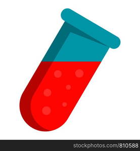 Blood test tube icon. Flat illustration of blood test tube vector icon for web design. Blood test tube icon, flat style