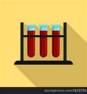 Blood test tube stand icon. Flat illustration of blood test tube stand vector icon for web design. Blood test tube stand icon, flat style