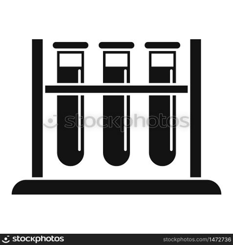 Blood test tube stand icon. Simple illustration of blood test tube stand vector icon for web design isolated on white background. Blood test tube stand icon, simple style