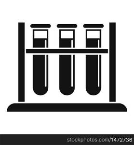 Blood test tube stand icon. Simple illustration of blood test tube stand vector icon for web design isolated on white background. Blood test tube stand icon, simple style