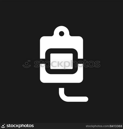 Blood transfusion dark mode glyph ui icon. Medical procedure. User interface design. White silhouette symbol on black space. Solid pictogram for web, mobile. Vector isolated illustration. Blood transfusion dark mode glyph ui icon