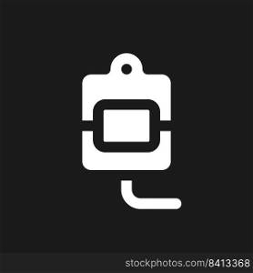 Blood transfusion dark mode glyph ui icon. Medical procedure. User interface design. White silhouette symbol on black space. Solid pictogram for web, mobile. Vector isolated illustration. Blood transfusion dark mode glyph ui icon