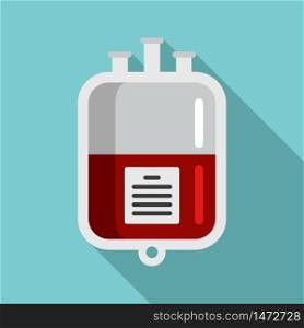 Blood transfusion package icon. Flat illustration of blood transfusion package vector icon for web design. Blood transfusion package icon, flat style