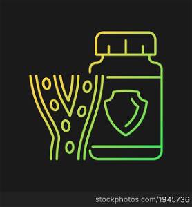 Blood vessels supplements gradient vector icon for dark theme. Vitamins to strengthen blood vessels. Blood circulation. Thin line color symbol. Modern style pictogram. Vector isolated outline drawing. Blood vessels supplements gradient vector icon for dark theme