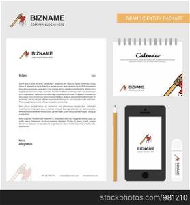 Bloody axe Business Letterhead, Calendar 2019 and Mobile app design vector template