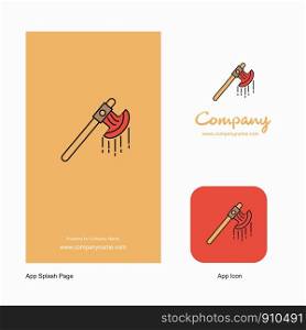 Bloody axe Company Logo App Icon and Splash Page Design. Creative Business App Design Elements