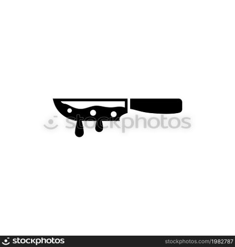 Bloody Knife. Flat Vector Icon. Simple black symbol on white background. Bloody Knife Flat Vector Icon