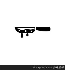 Bloody Knife. Flat Vector Icon. Simple black symbol on white background. Bloody Knife Flat Vector Icon