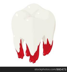 Bloody tooth icon. Isometric of bloody tooth vector icon for web design isolated on white background. Bloody tooth icon, isometric style