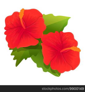 Bloom hibiscus icon. Cartoon of bloom hibiscus vector icon for web design isolated on white background. Bloom hibiscus icon, cartoon style