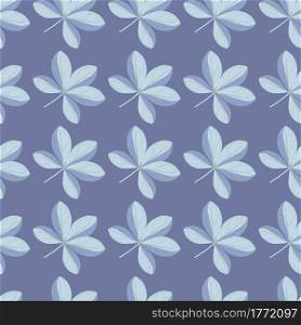 Bloom nature seamless pattern with blue colored doodle scheffler flowers ornament. Doodle backdrop. Designed for fabric design, textile print, wrapping, cover. Vector illustration.. Bloom nature seamless pattern with blue colored doodle scheffler flowers ornament. Doodle backdrop.