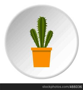 Blooming cactus icon in flat circle isolated on white vector illustration for web. Blooming cactus icon circle