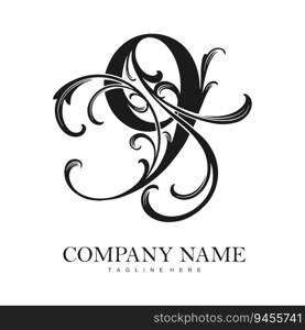 Blooming charm number 9 ornament silhouette logo vector illustrations for your work logo, merchandise t-shirt, stickers and label designs, poster, greeting cards advertising business company or brands