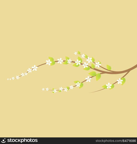 Blooming cherry tree branch in spring. . Blooming cherry tree branch in spring. Vector illustration .