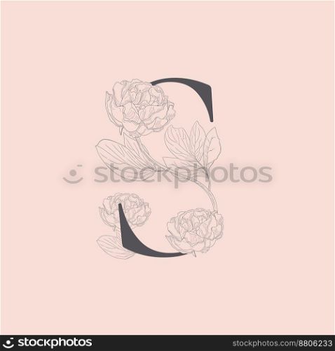 Blooming floral initial s monogram and logo vector image