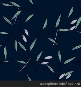 Blooming Flowers. Realistic isolated seamless floral pattern on dark blue vintage background. Hand drawn wallpaper botanical print. Vector illustration.. Hand drawn wallpaper botanical print. Vector illustration. Blooming Flowers. Realistic isolated seamless floral pattern on dark blue vintage background.