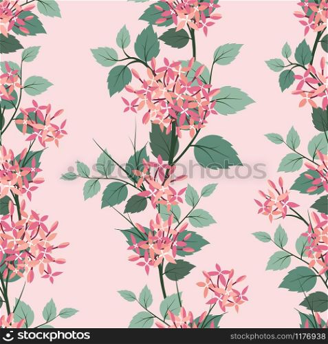 Blooming flowers seamless pattern on pastel mood,vector illustration