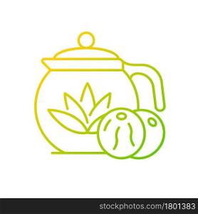 Blooming tea gradient linear vector icon. Tea leaves dried with flowers. Beverage brews in transparent teapot. Thin line color symbols. Modern style pictogram. Vector isolated outline drawing. Blooming tea gradient linear vector icon