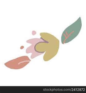 Blossom and leaf element. Hand drawn vector isolated.. Blossom and leaf element. Hand drawn vector