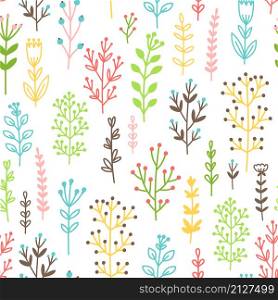 Blossom branches of easter seamless pattern. Cartoon romantic elements of spring holiday, beautiful romantic symbols of nature, vector illustration of decoration for celebration. Blossom branches easter seamless pattern