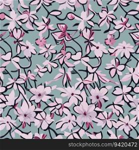 Blossom Delight: Repeating Cherry Blossom Pattern for Wallpaper and Kimono Fabric