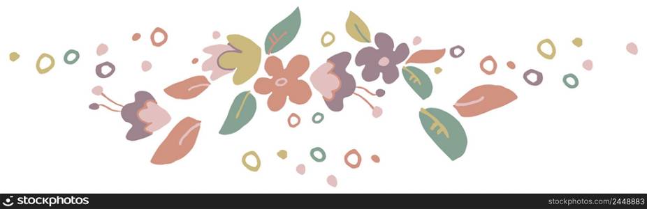 Blossom, leaf, flower crown element illustraton. Hand drawn vector isolated.. Blossom, leaf, flower crown element illustraton. Hand drawn vector.