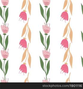Blossom wildflower seamless pattern isolated on white background. Abstract floral ornament. Elegant botanical design. Nature wallpaper. For fabric, textile print, wrapping, cover. Vector illustration. Blossom wildflower seamless pattern isolated on white background.