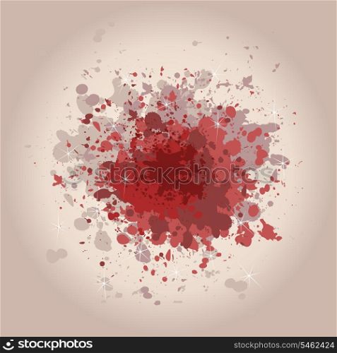 Blot. Red stain on an old paper. A vector illustration