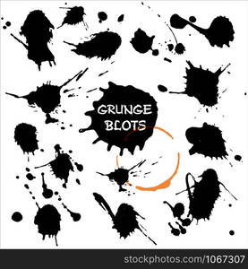 Blots set. Grunge texture. Vector background of black blots.. Blots set. Grunge texture.