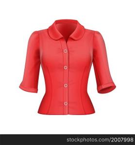 Blouse lady fashion red. Soft textile blouse. 3d realistic vector. Blouse lady fashion red