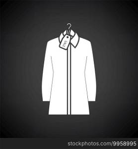 Blouse On Hanger With Sale Tag Icon. White on Black Background. Vector Illustration.