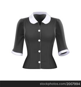 Blouse top fashion black. Women dress blouse. 3d realistic vector. Blouse top fashion black