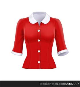 Blouse women apparel red. Silk cad blouse. 3d realistic vector. Blouse women apparel red