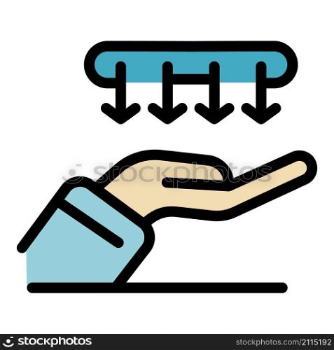Blow hands icon. Outline blow hands vector icon color flat isolated. Blow hands icon color outline vector