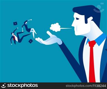 Blown away. Manager dismiss employees. Concept business labor vector illustration.