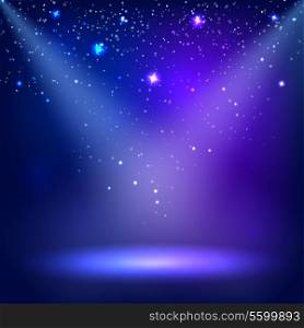Blue a scenic with spotlight background. Vector illustrations