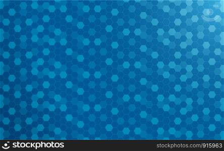 Blue abstract background with hexagon. Technology and texture concept. Blue gradient shade