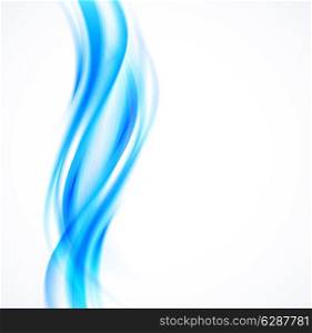 Blue abstract background with soft wavy lines