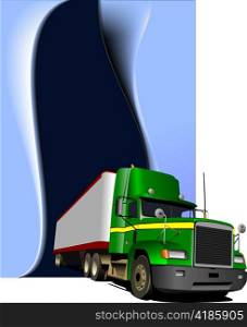 Blue abstract background with truck image. Vector illustration