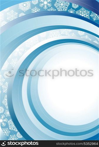 Blue Abstract Christmas background with white snowflakes