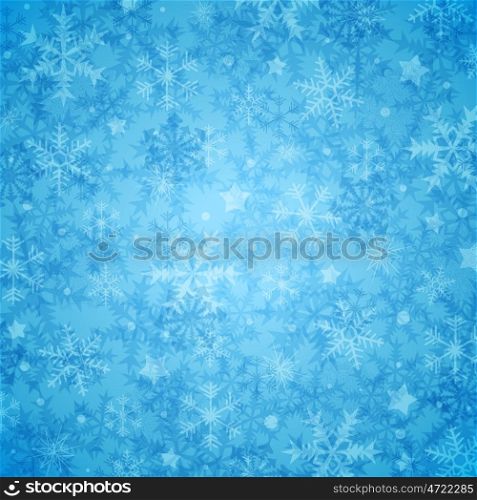 Blue abstract decorative Christmas background with snowflakes. Vector illustration.