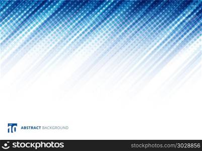 Blue abstract diagonal lines background technology with halftone on white background. Vector illustration. Blue abstract diagonal lines background technology with halftone