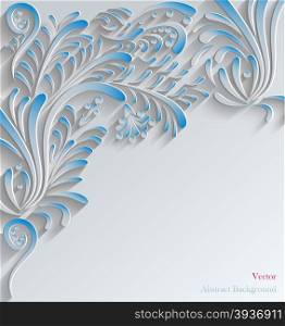 Blue Abstract Floral 3d Vector Background,Trendy Design Template