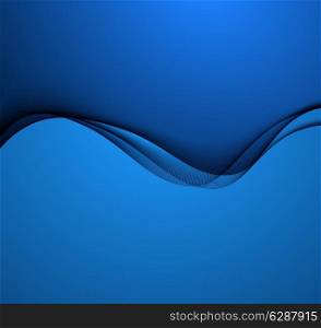 Blue abstract soft dark background with wavy lines