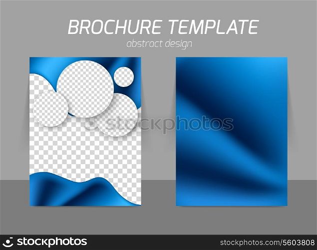 Blue abstract soft smooth wavy back and front flyer template design