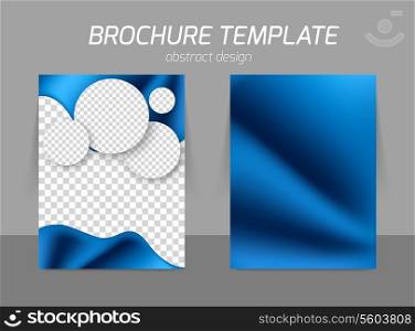 Blue abstract soft smooth wavy back and front flyer template design