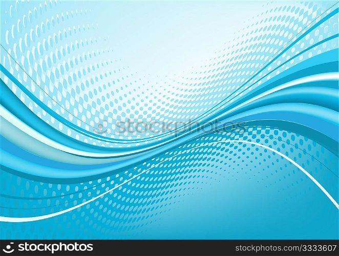 Blue abstract techno background: composition of dots and curved lines - great for backgrounds, or layering over other images