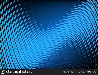 Blue abstract techno background: composition of dots and curved lines - great for backgrounds, or layering over other images